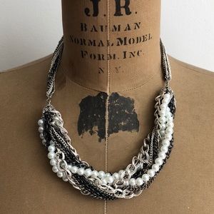 White House Black Market silver and pearl necklace
